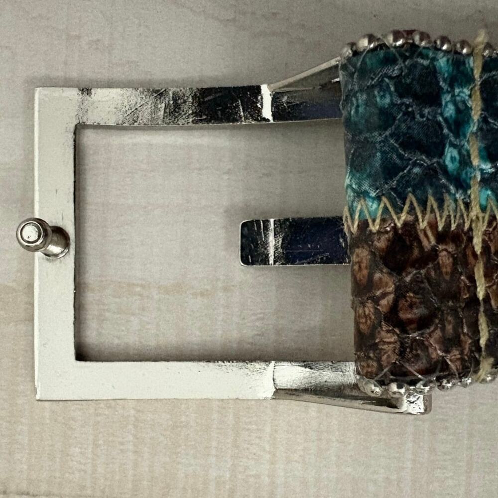 Guess Patchwork Rhinestone Statement Belt Multico… - image 6